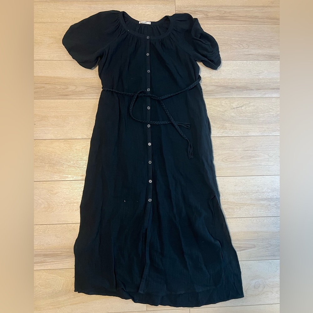 Marine Layer Black Button-Up Belted Dress | Size M | Excellent Condition